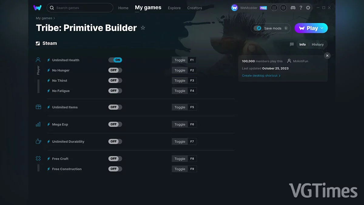 Tribe: Primitive Builder — Трейнер (+9) от 25.10.2023 [WeMod]