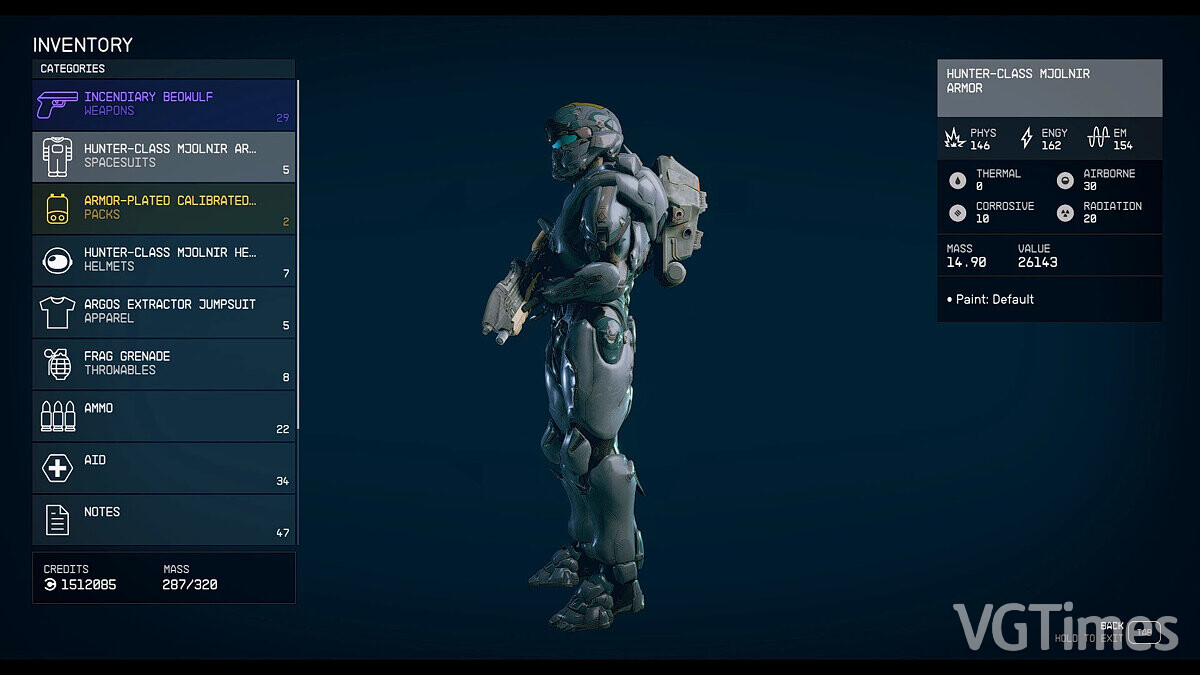 Starfield — Скафандр охотника из игры Halo 5 / Броня и Щиты / Предметы