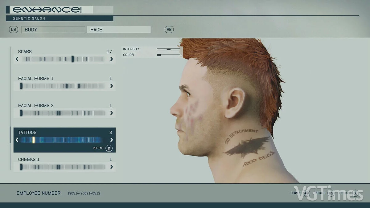 Starfield — Татуировки на шее UC Red Devil