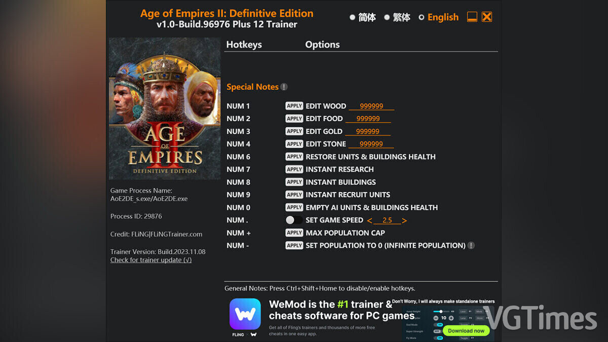 Age Of Empires 2: Definitive Edition — Трейнер (+12) [1.0 - Build.96976]