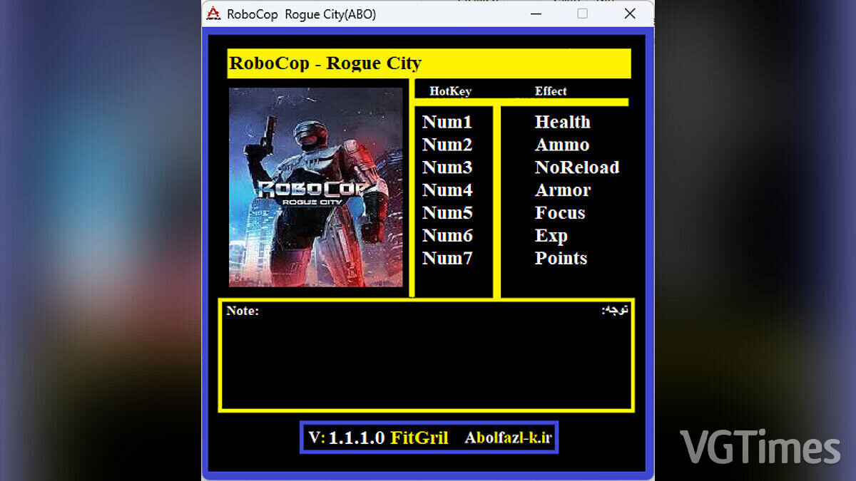 RoboCop: Rogue City — Трейнер (+7) [1.1.1.0]