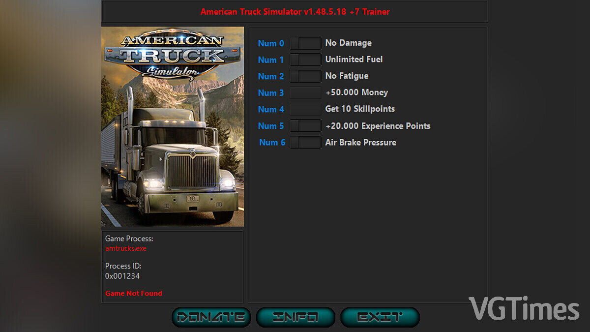 American Truck Simulator — Трейнер (+7) [1.48.5.1.8]