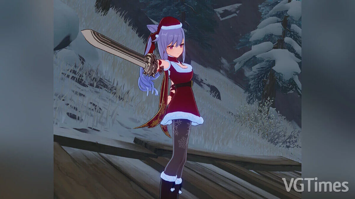 Genshin Impact — Кэ Цин в костюме Санты