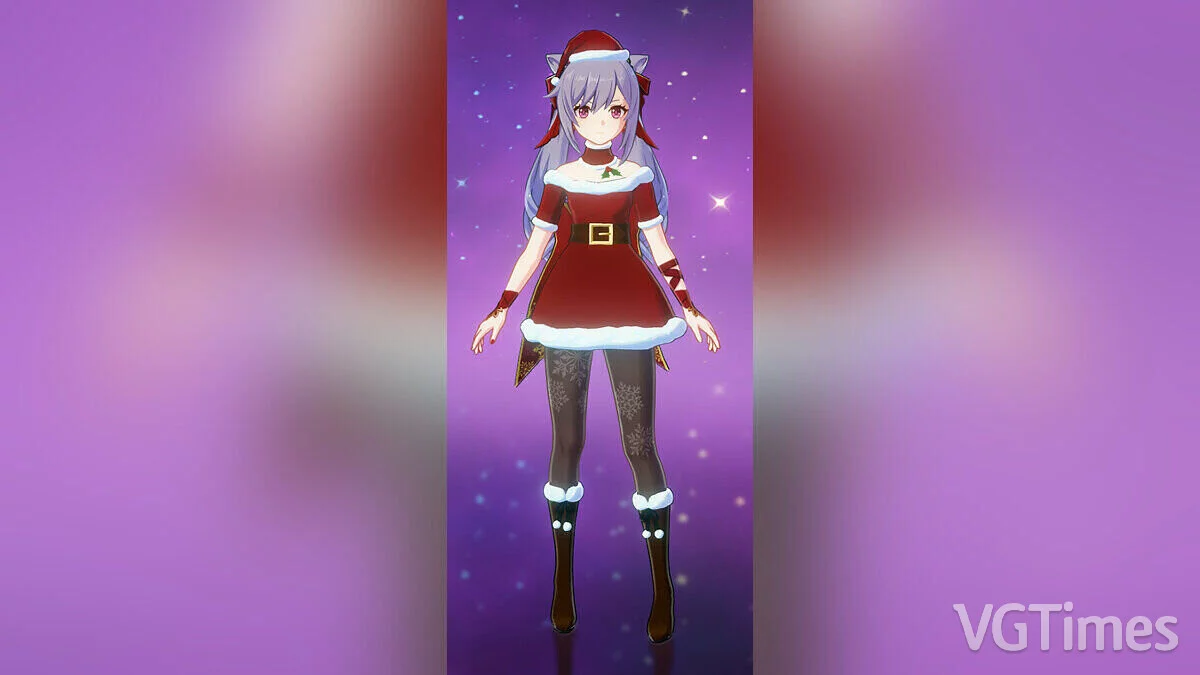 Genshin Impact — Кэ Цин в костюме Санты