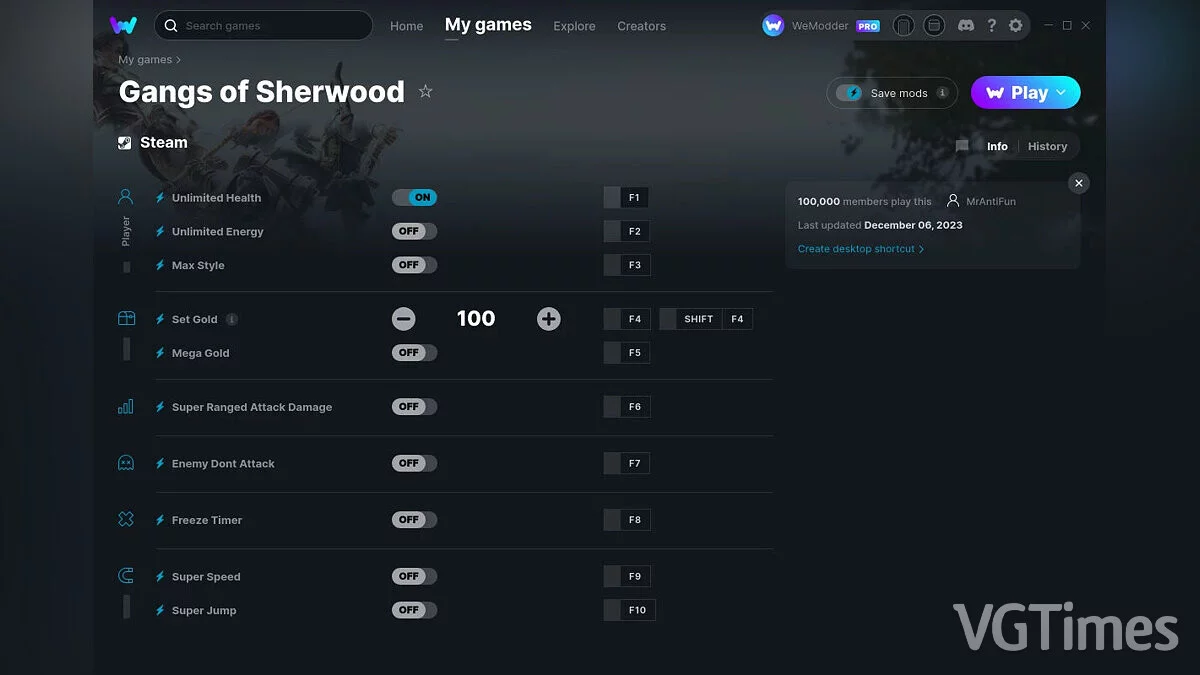 Gangs of Sherwood — Трейнер (+10) от 06.12.2023 [WeMod]