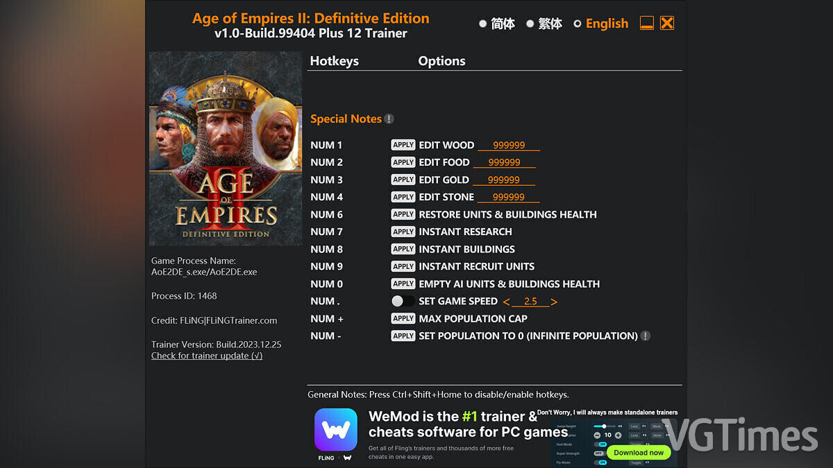 Age Of Empires 2: Definitive Edition — Трейнер (+12) [1.0 - Build.99404]
