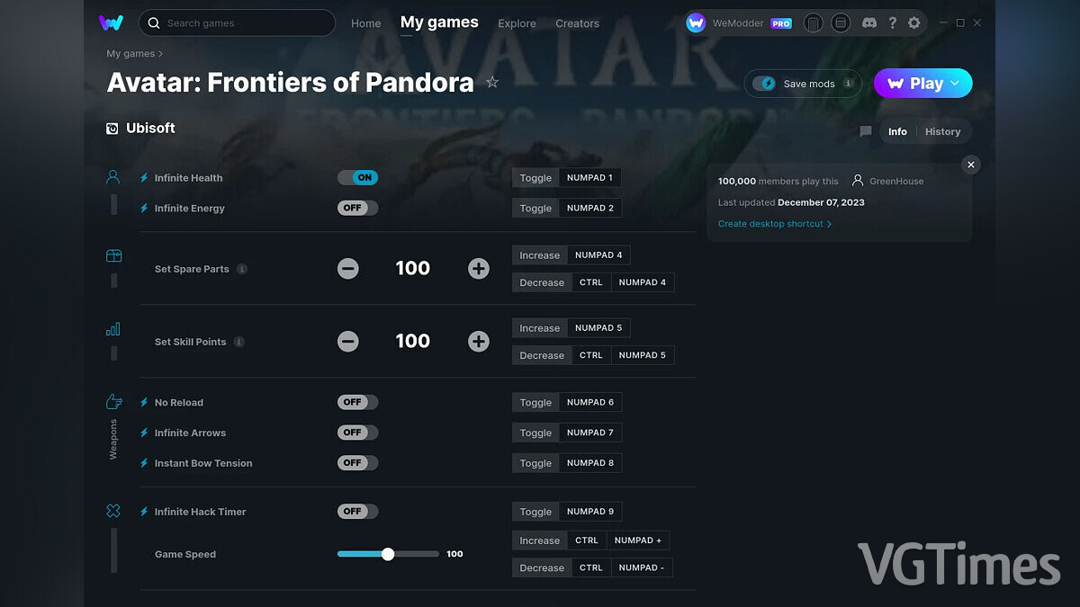 Avatar: Frontiers of Pandora — Трейнер (+12) от 07.12.2023 [WeMod]
