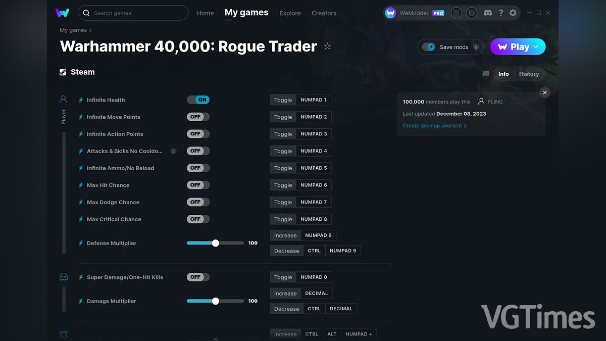 Warhammer 40,000: Rogue Trader — Трейнер (+12) от 08.12.2023 [WeMod]