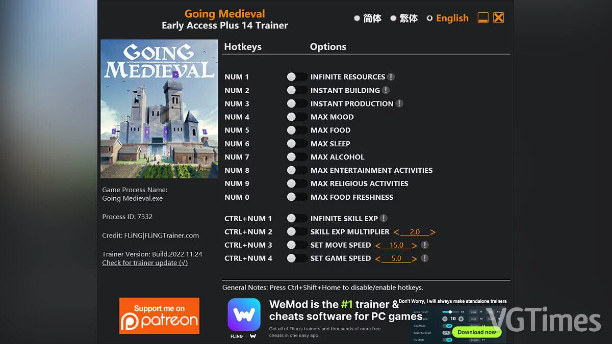 Going Medieval — Трейнер (+14) [EA: 25.12.2023]