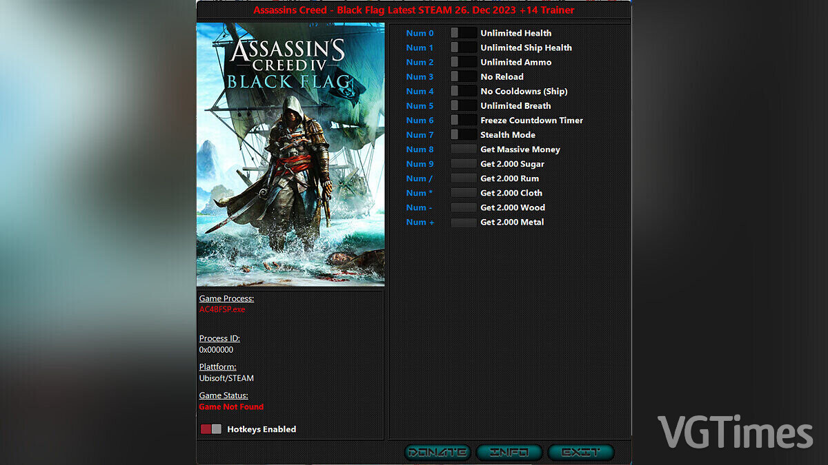 Assassin&#039;s Creed 4: Black Flag — Трейнер (+14) [UPD: 26.12.2023]