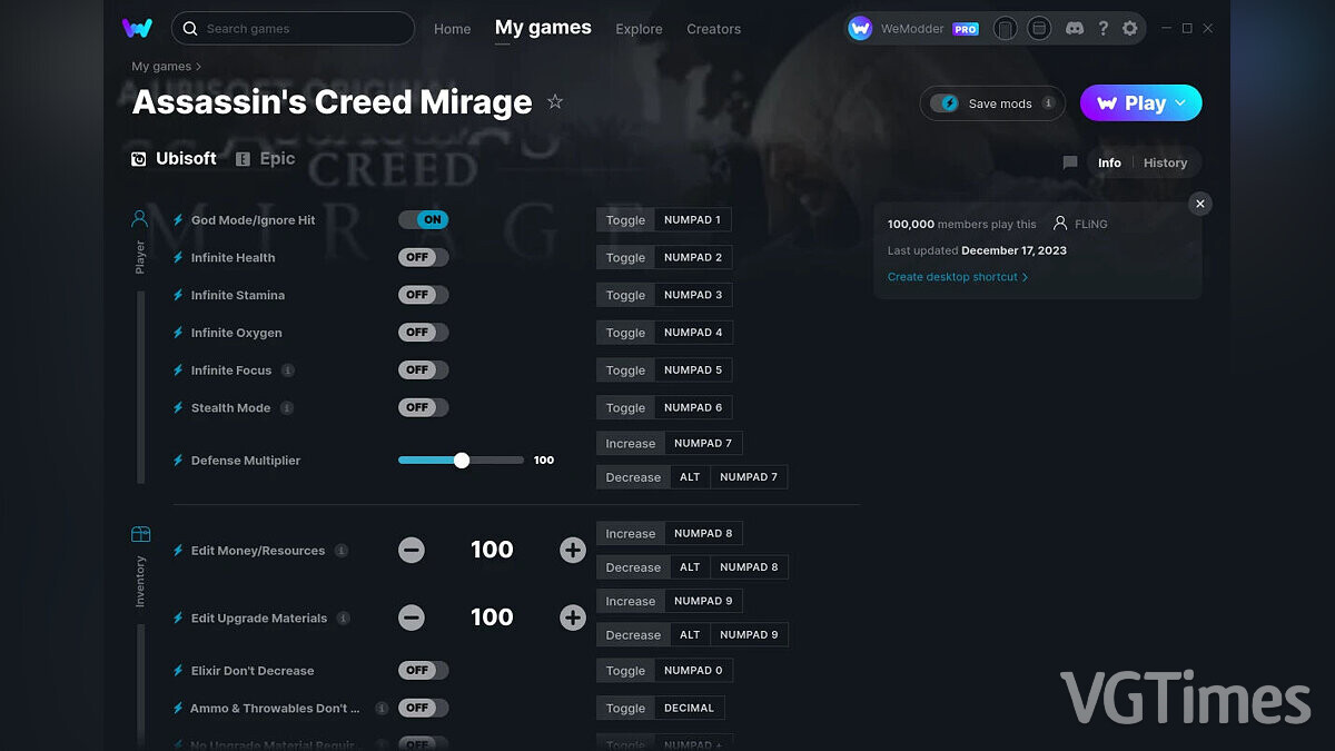 Assassin&#039;s Creed Mirage — Трейнер (+19) от 17.12.2023 [WeMod]