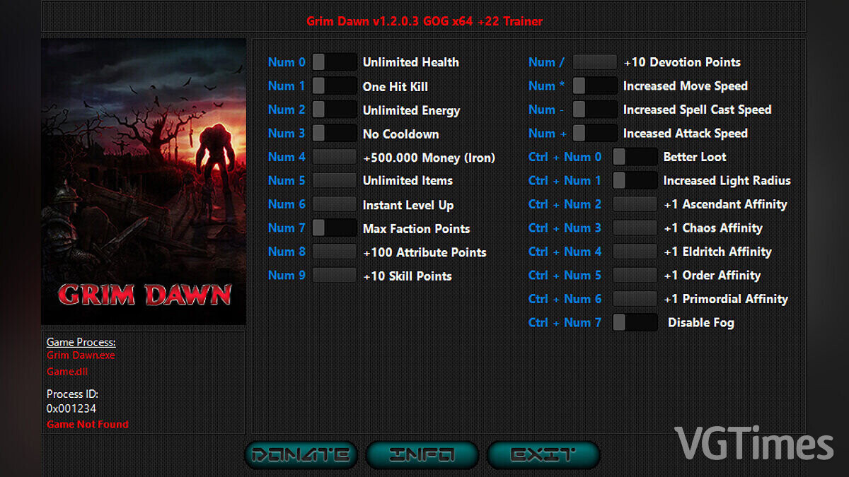 Grim Dawn — Трейнер (+22) [1.2.0.3: Steam & GoG]