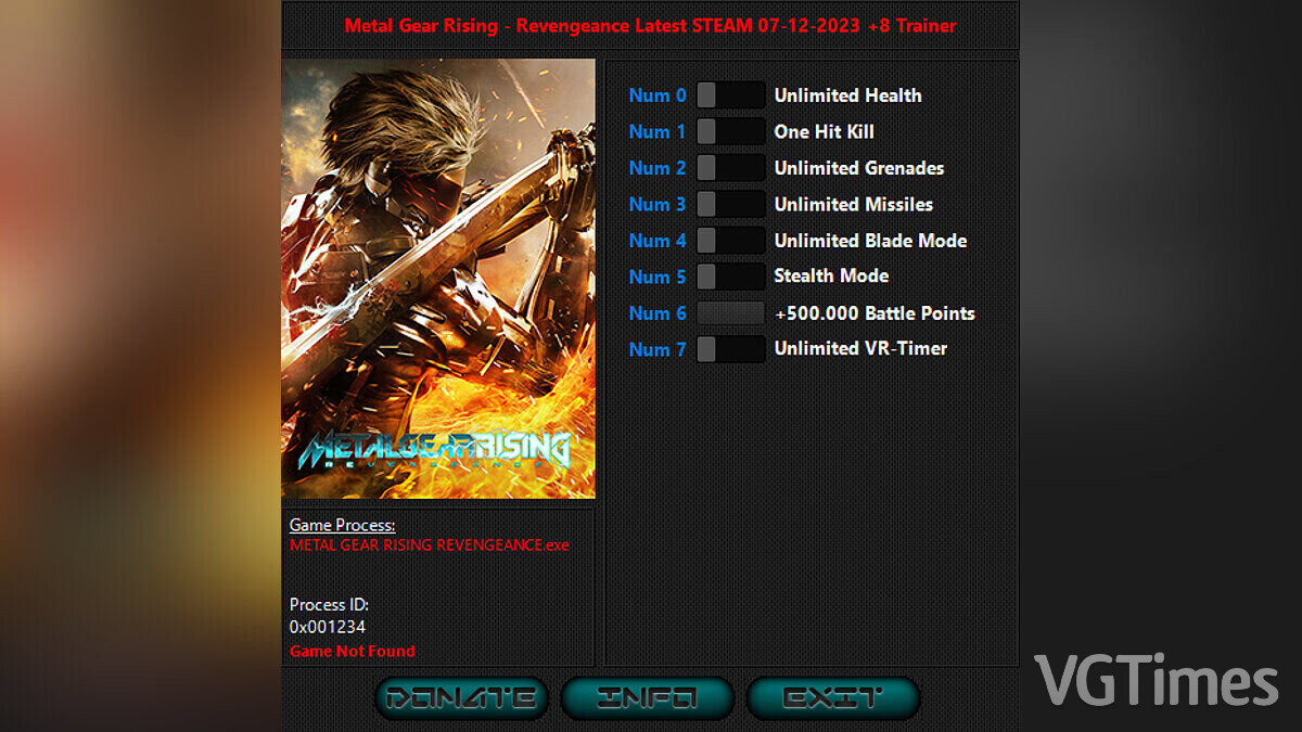 Metal Gear Rising: Revengeance — Трейнер (+8) [UPD: 07.12.2023]