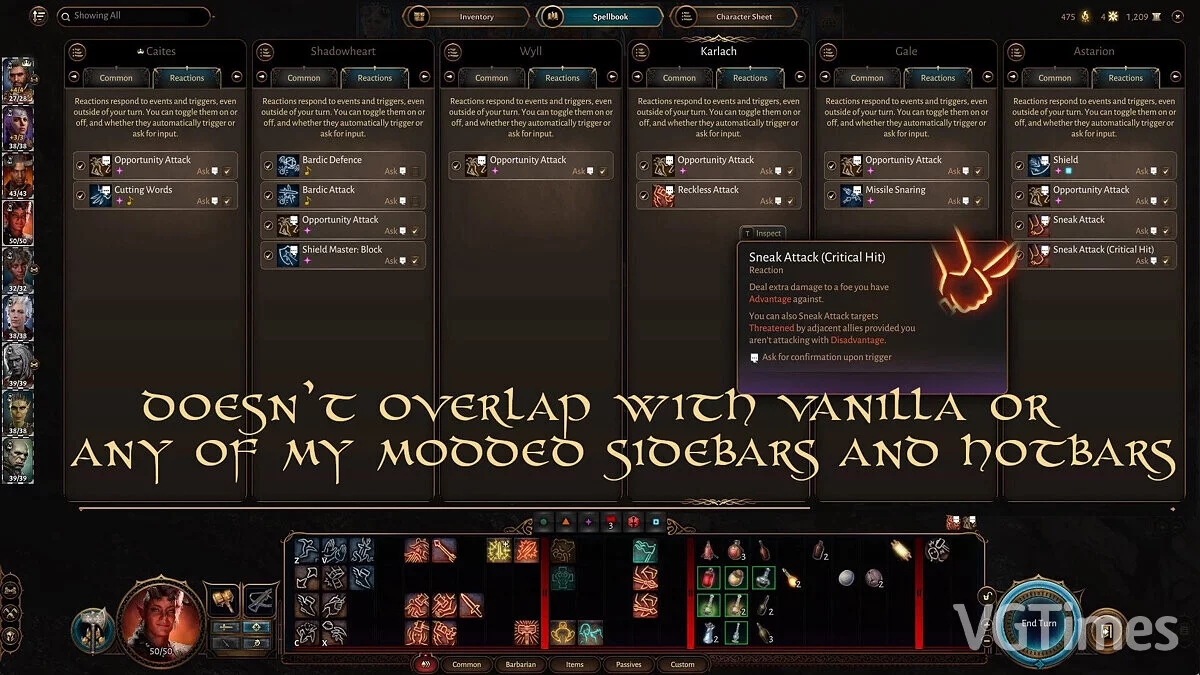 Baldur&#039;s Gate 3 — Улучшенные панели интерфейса