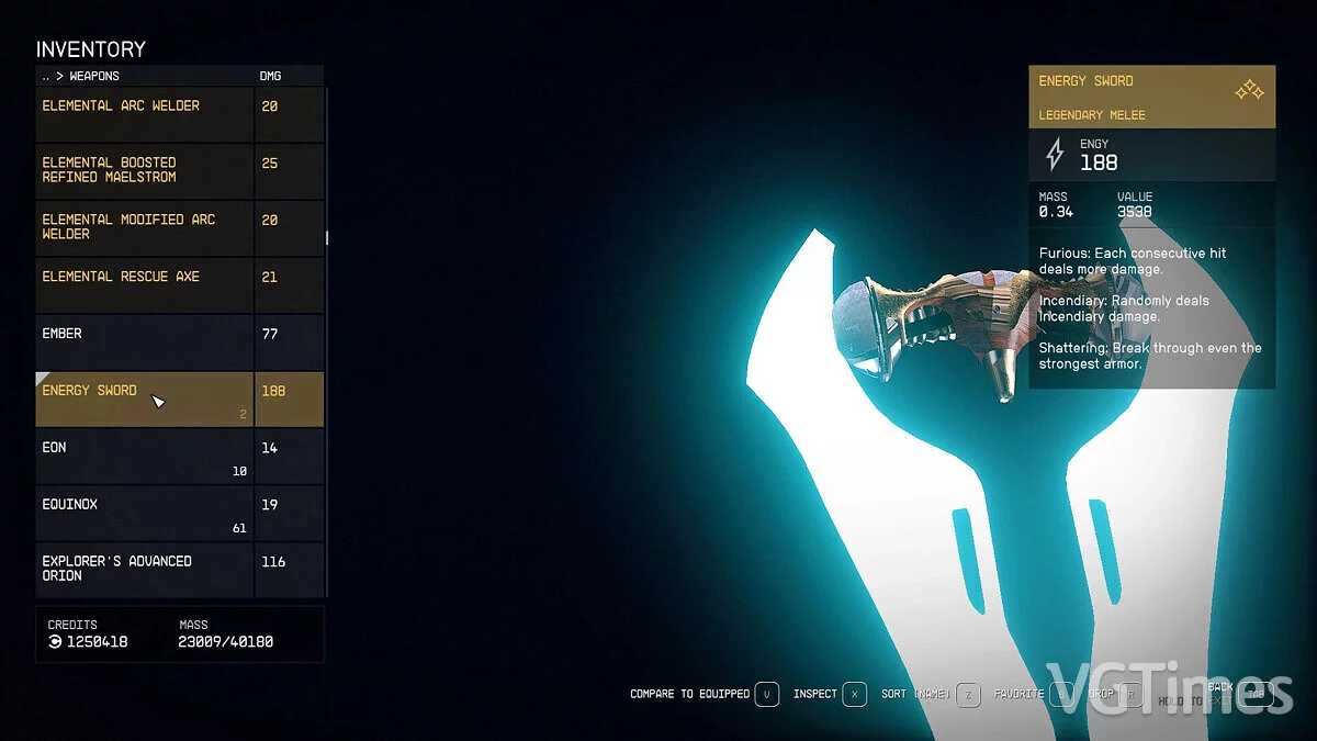 Starfield — Энергетический меч из игры Halo