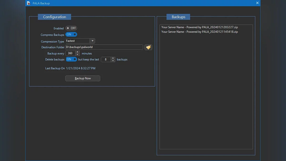 Palworld — PALA — Palworld Admin (создать свой сервер)