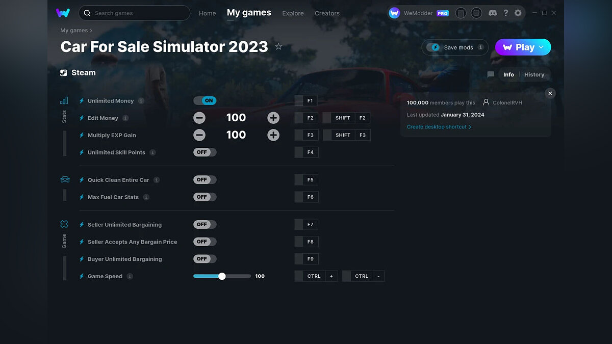 Car For Sale Simulator 2023 — Трейнер (+10) от 31.01.2024 [WeMod]