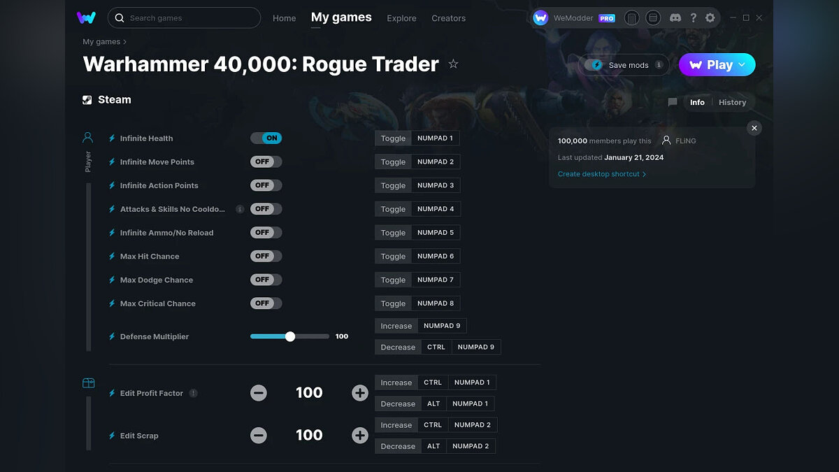 Warhammer 40,000: Rogue Trader — Трейнер (+17) от 21.01.2024 [WeMod]