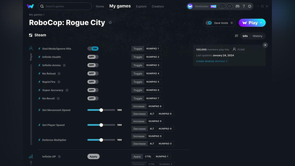 RoboCop: Rogue City — Трейнер (+17) от 24.01.2024 [WeMod]