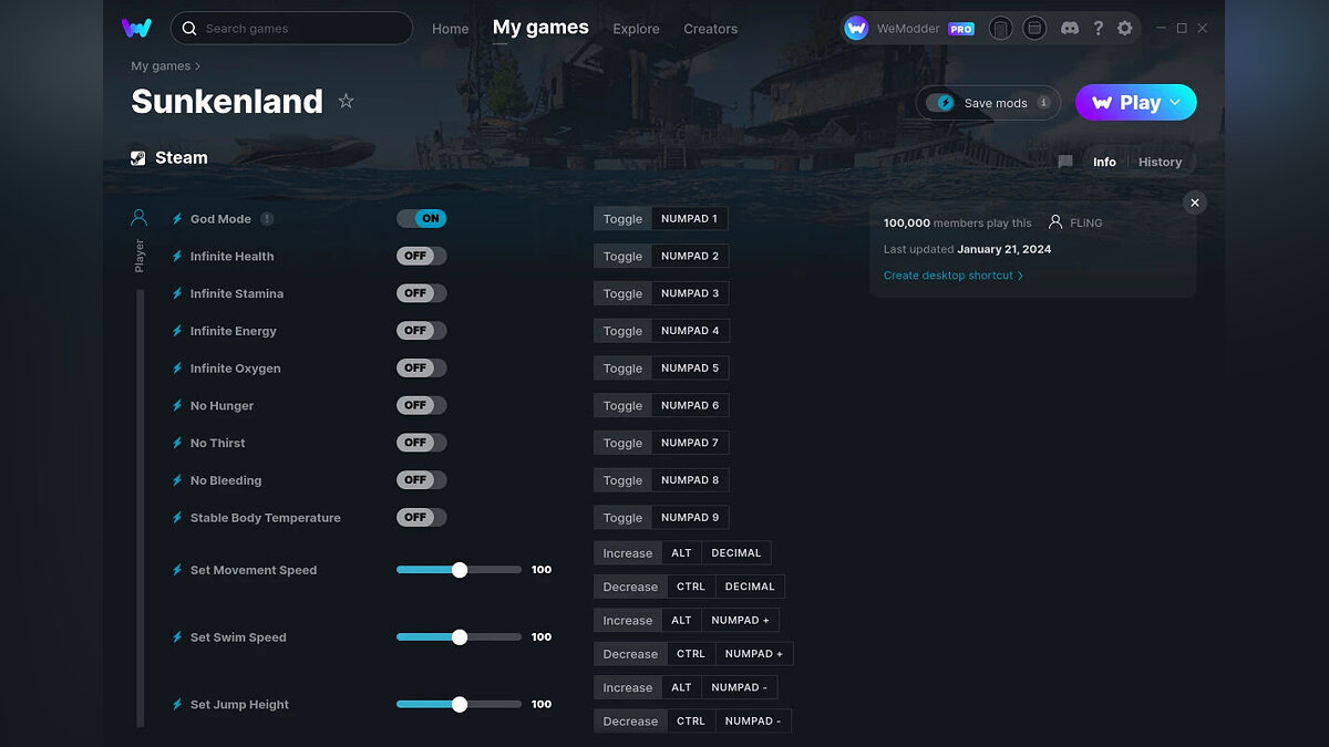 Sunkenland — Трейнер (+23) от 21.01.2024 [WeMod]