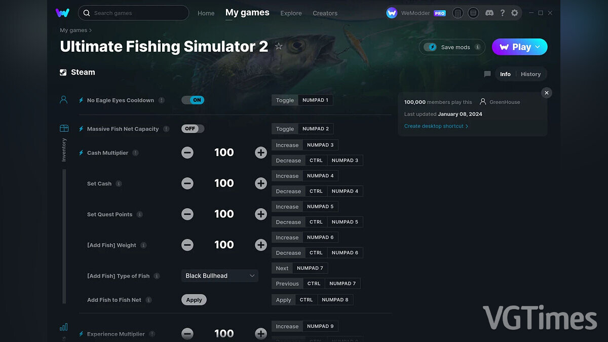 Ultimate Fishing Simulator 2 — Трейнер (+24) от 08.01.2024 [WeMod]