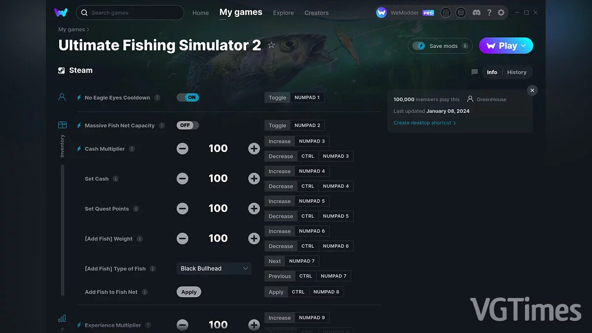 Ultimate Fishing Simulator 2 — Трейнер (+24) от 08.01.2024 [WeMod]