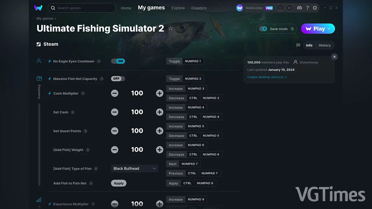 Ultimate Fishing Simulator 2 — Трейнер (+24) от 10.01.2024 [WeMod]