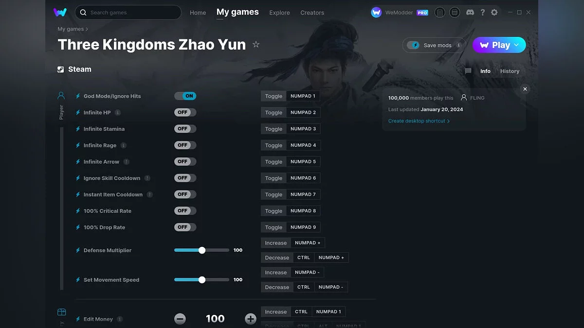 Three Kingdoms Zhao Yun — Трейнер (+35) от 20.01.2024 [WeMod]