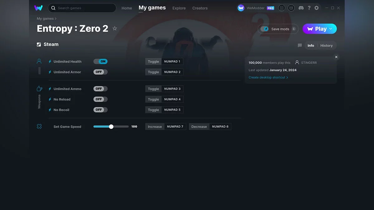 Трейнер (+6) от 24.01.2024 [WeMod]