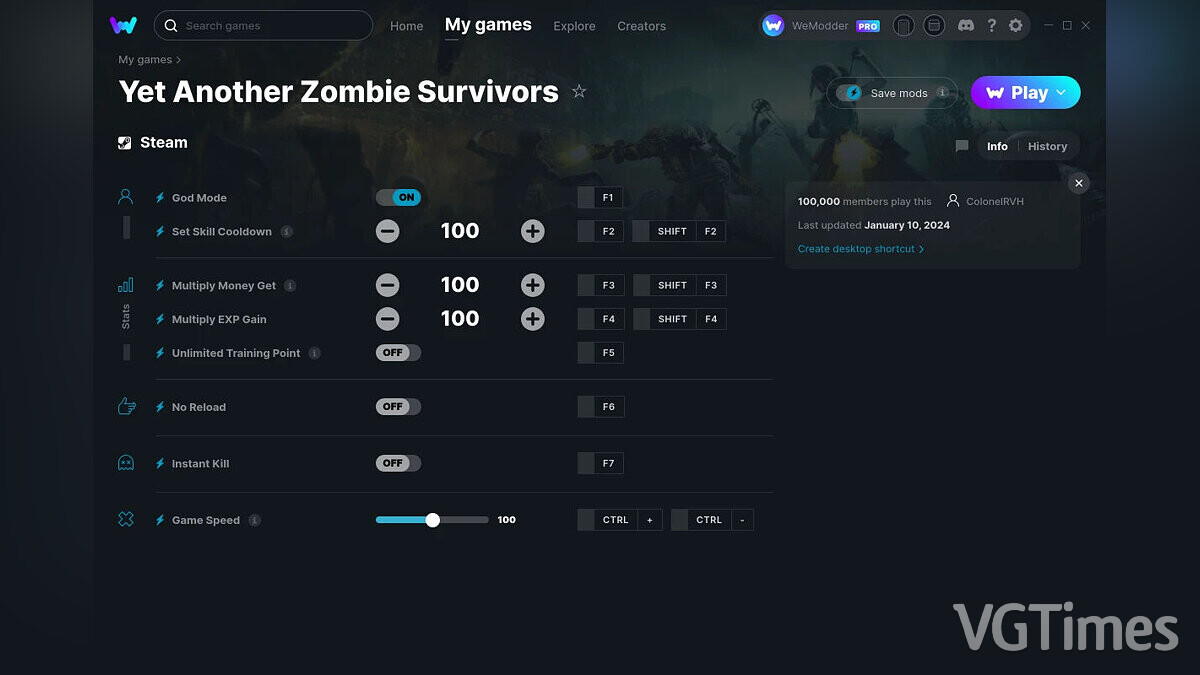 Yet Another Zombie Survivors — Трейнер (+8) от 10.01.2024 [WeMod]
