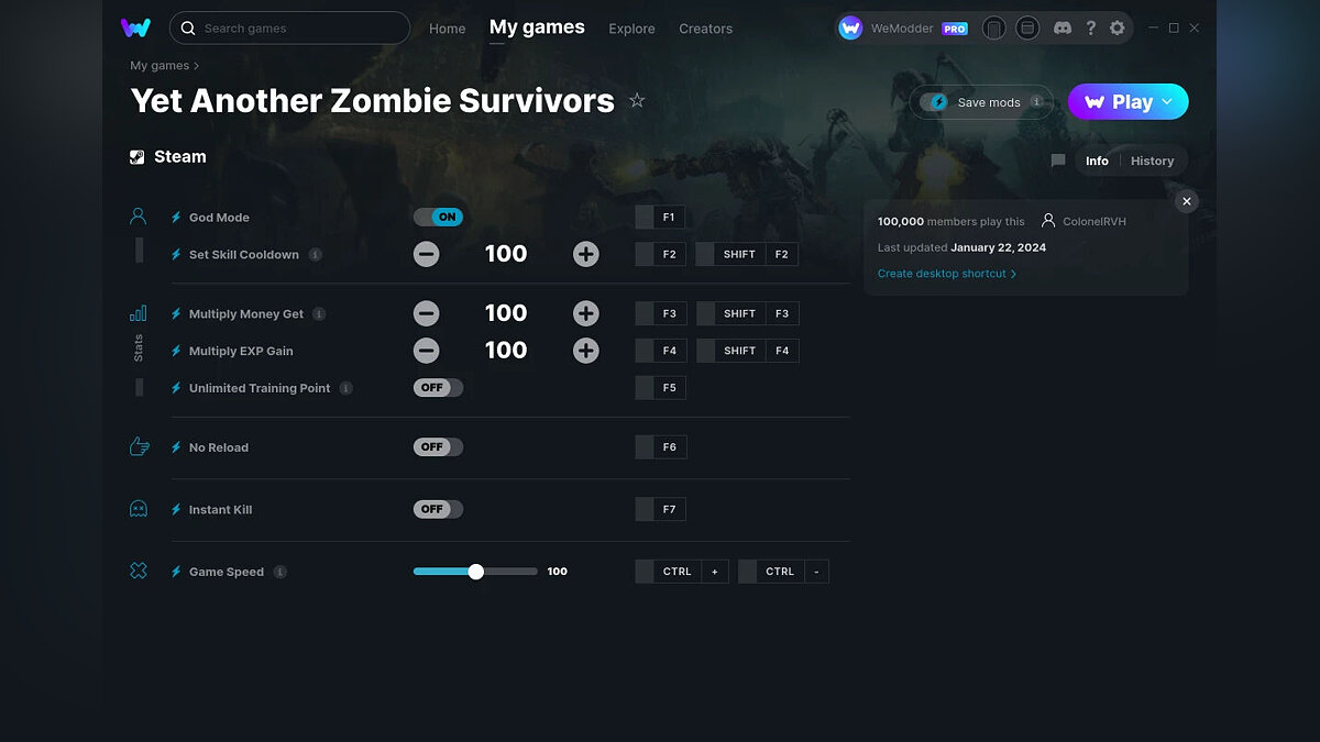 Yet Another Zombie Survivors — Трейнер (+8) от 22.01.2024 [WeMod]