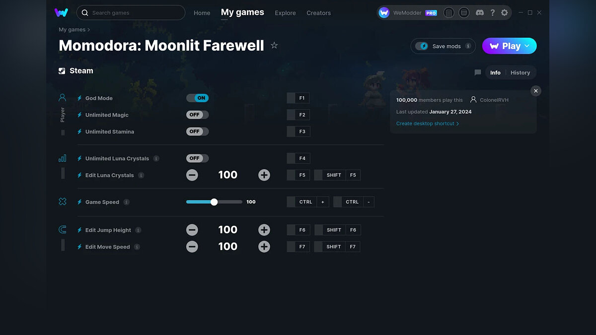 Momodora: Moonlit Farewell — Трейнер (+8) от 27.01.2024 [WeMod]