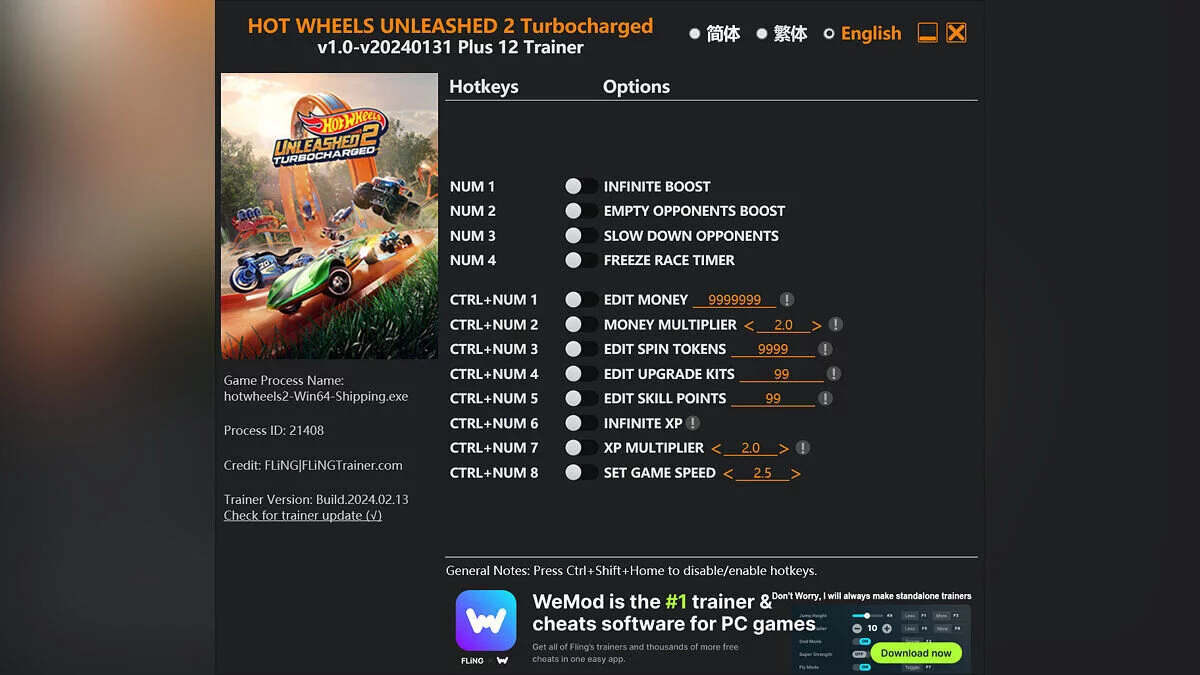 Hot Wheels Unleashed 2 - Turbocharged — Трейнер (+12) [1.0 - UPD: 31.01.2024]