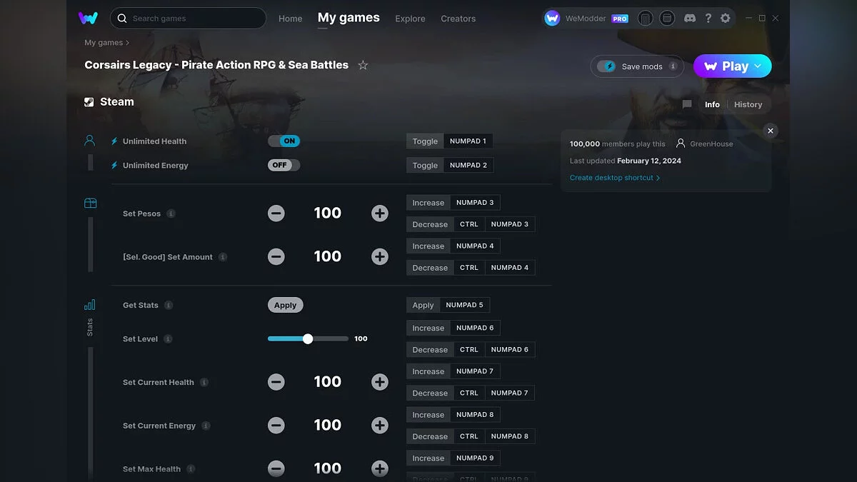 Corsairs Legacy - Pirate Action RPG &amp; Sea Battles — Трейнер (+16) от 12.02.2024 [WeMod]