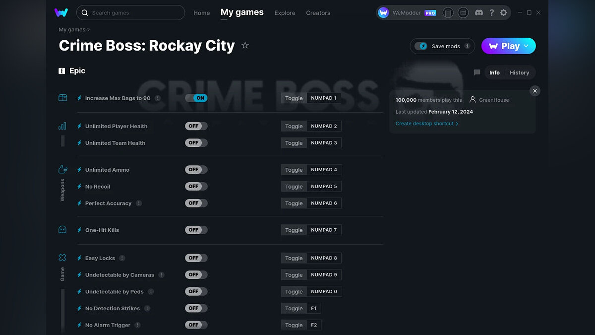 Crime Boss: Rockay City — Трейнер (+19) от 12.02.2024 [WeMod]