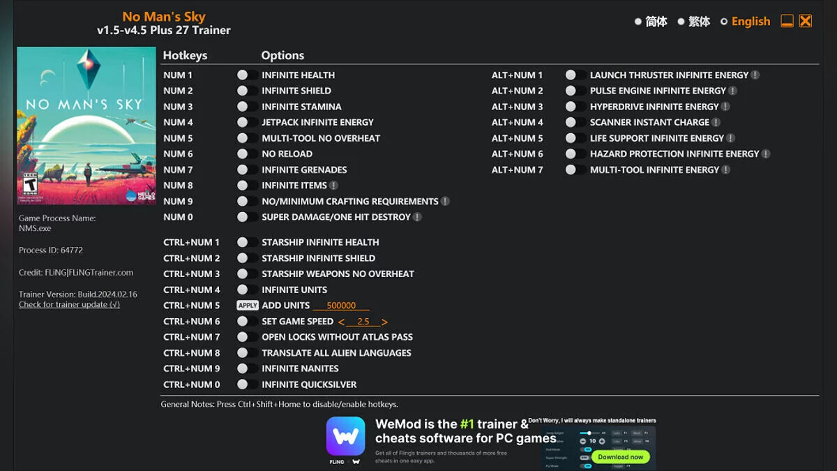 No Man&#039;s Sky — Трейнер (+27) [1.0 - 4.5]