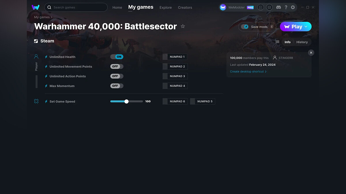 Warhammer 40,000: Battlesector — Трейнер (+5) от 24.02.2024 [WeMod]