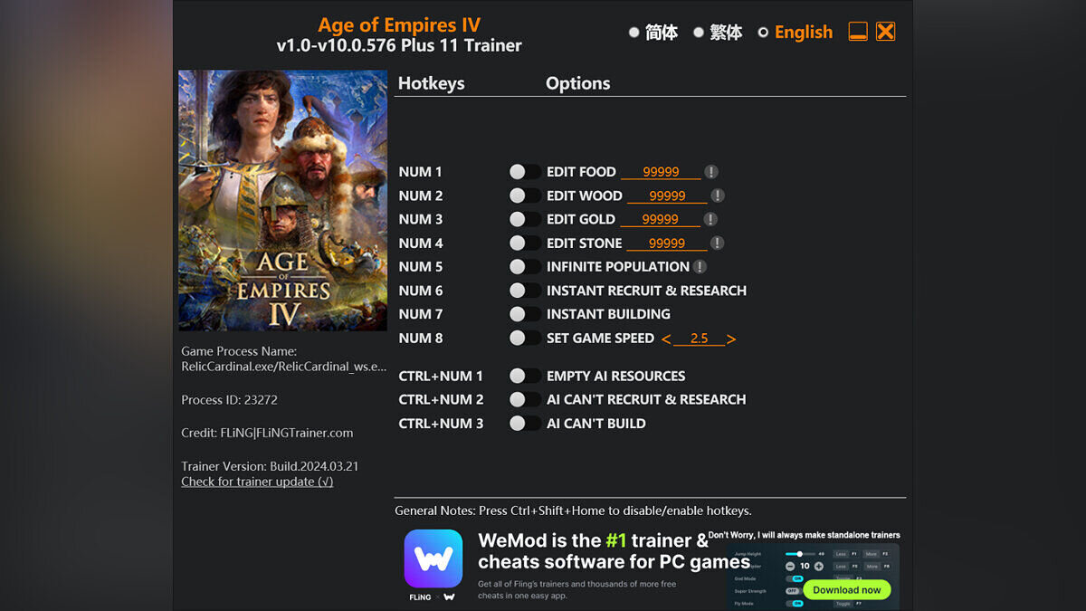 Age of Empires 4 — Трейнер (+11) [1.0 - 10.0.576]