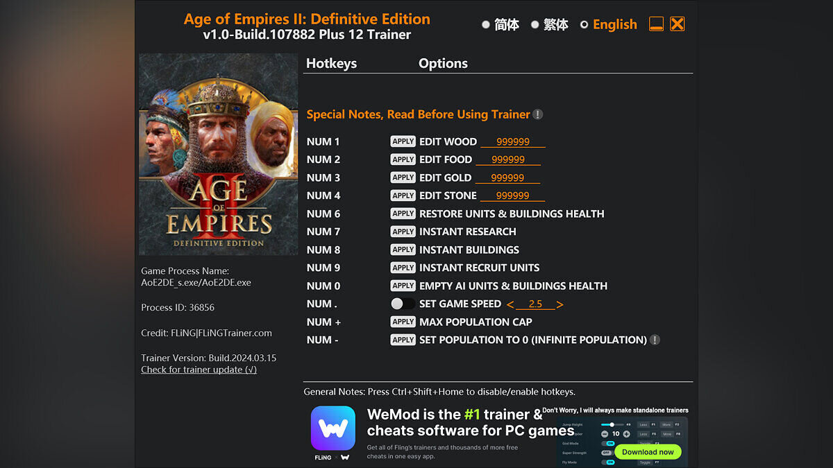 Age Of Empires 2: Definitive Edition — Трейнер (+12) [1.0 - Build.107882]