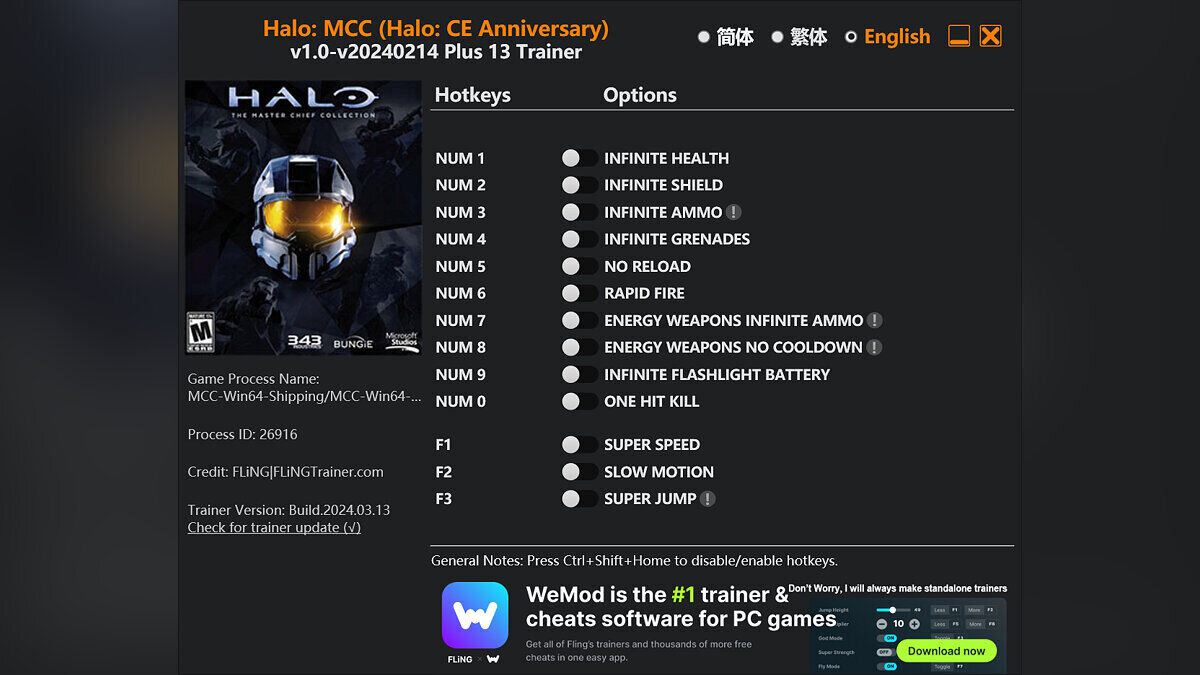 Halo: Combat Evolved Anniversary — Трейнер (+13) [1.0 - UPD: 14.02.2024]