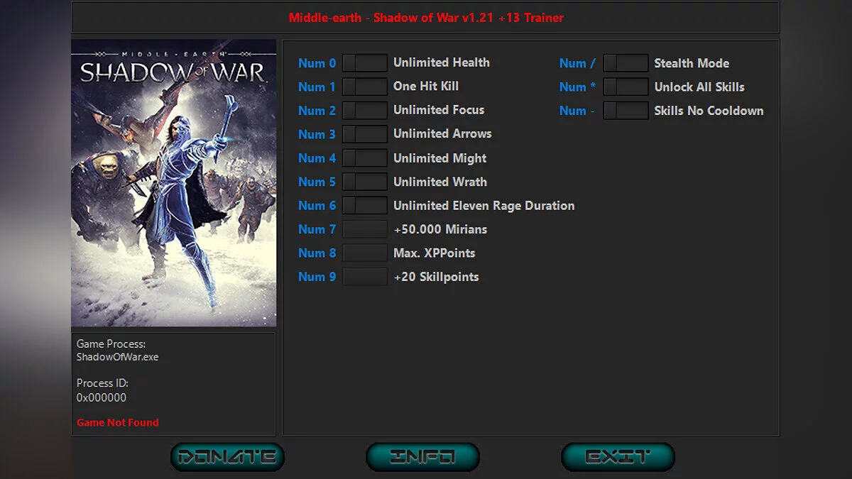 Middle-earth: Shadow of War — Трейнер (+13) [1.20 / 1.21: Steam & GoG]