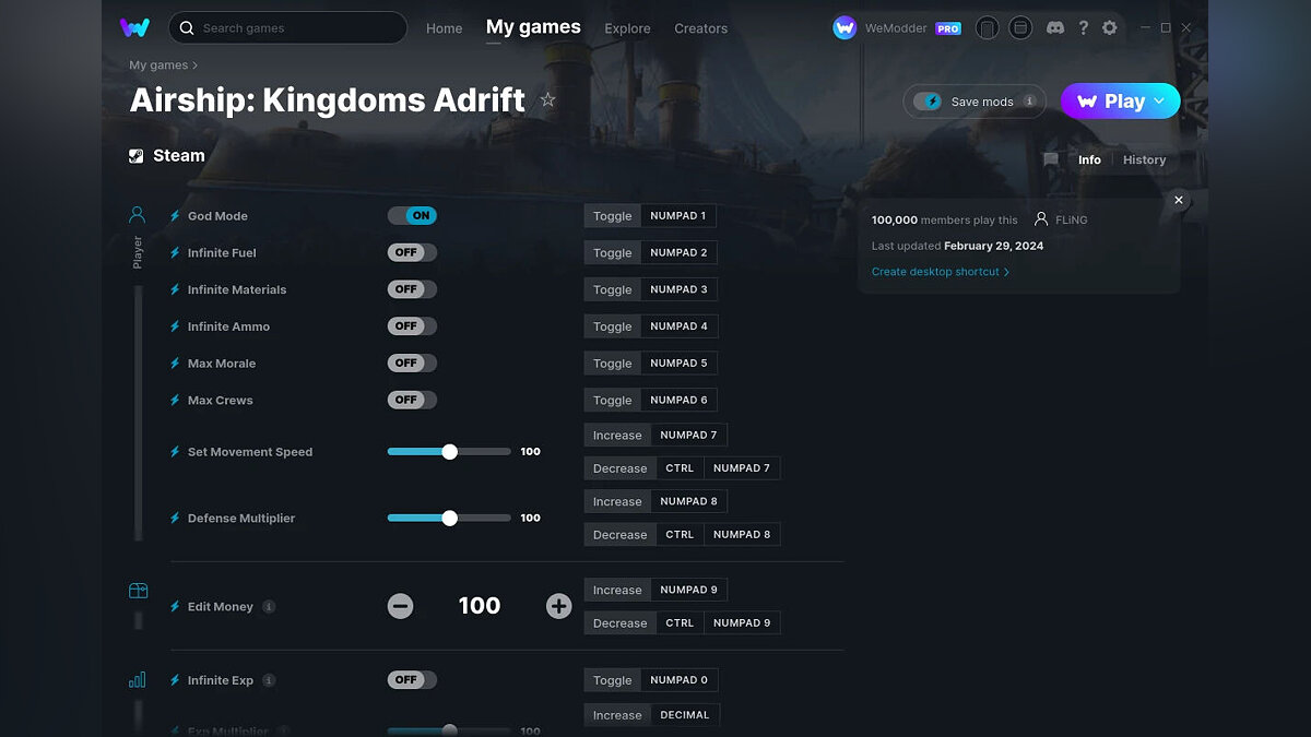 Airship: Kingdoms Adrift — Трейнер (+15) от 29.02.2024 [WeMod]