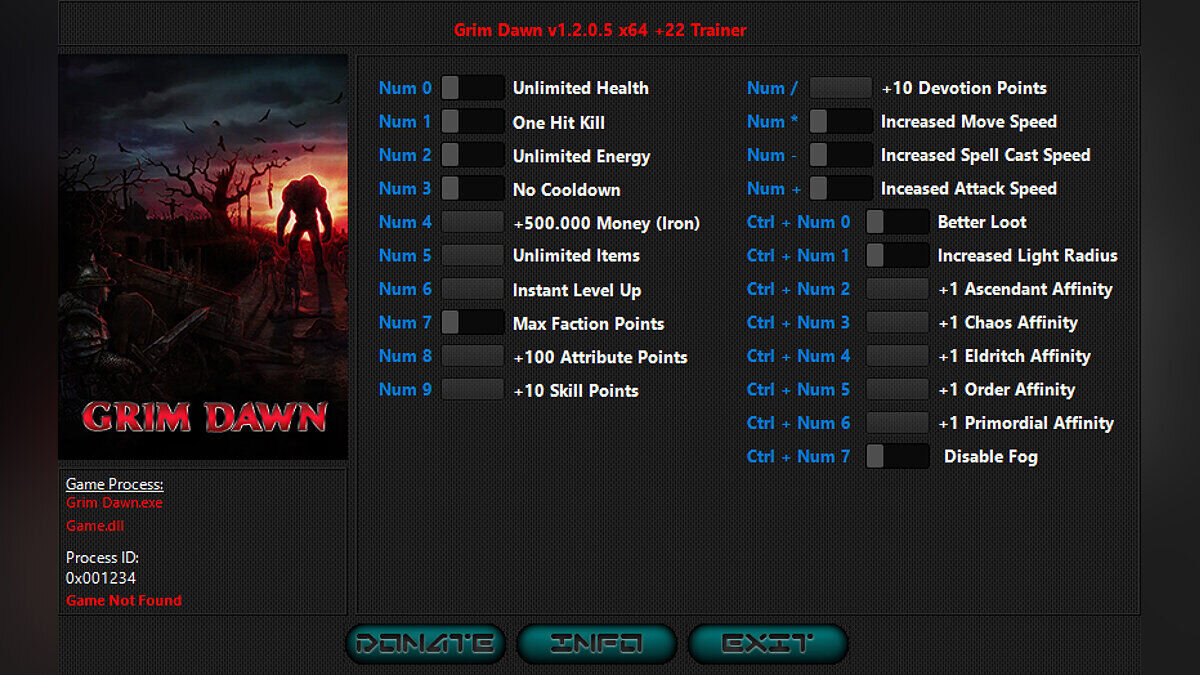 Grim Dawn — Трейнер (+22) [1.2.0.5: Steam & GoG]