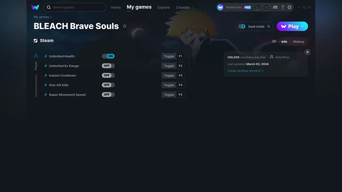 BLEACH Brave Souls — Трейнер (+5) от 02.03.2024 [WeMod]