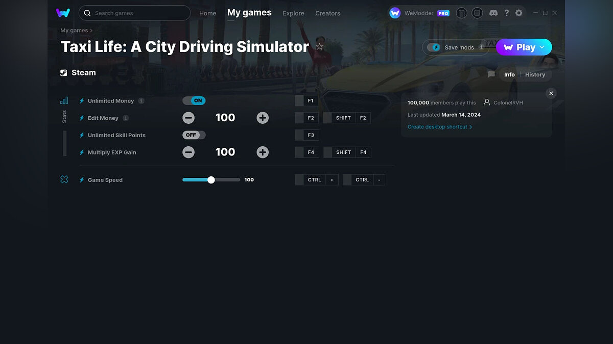 Taxi Life: A City Driving Simulator — Трейнер (+5) от 14.03.2024 [WeMod]