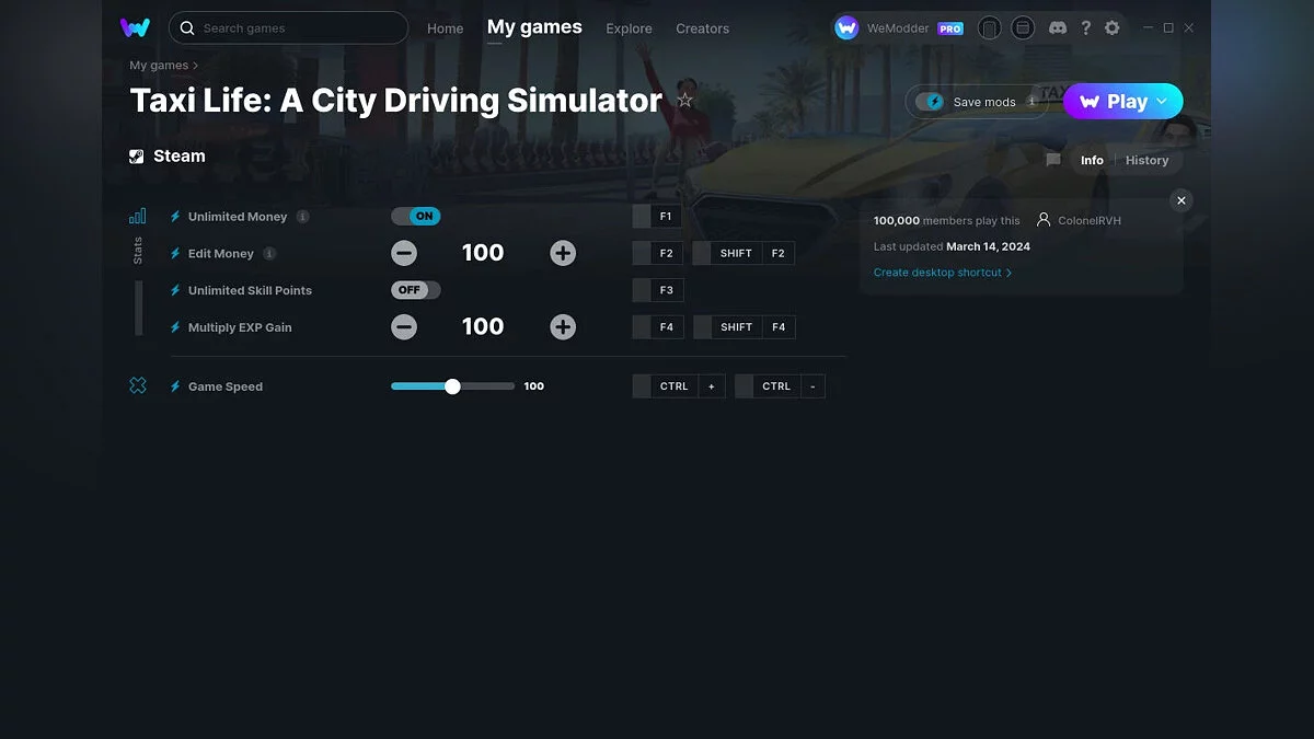 Taxi Life: A City Driving Simulator — Трейнер (+5) от 14.03.2024 [WeMod]