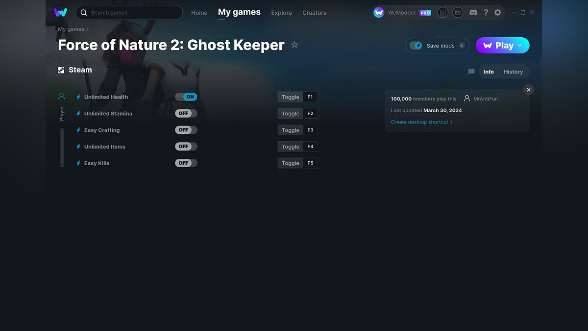Force of Nature 2: Ghost Keeper — Трейнер (+5) от 30.03.2024 [WeMod]