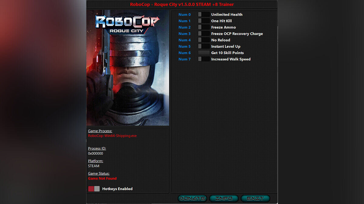 RoboCop: Rogue City — Трейнер (+8) [1.5.0.0]