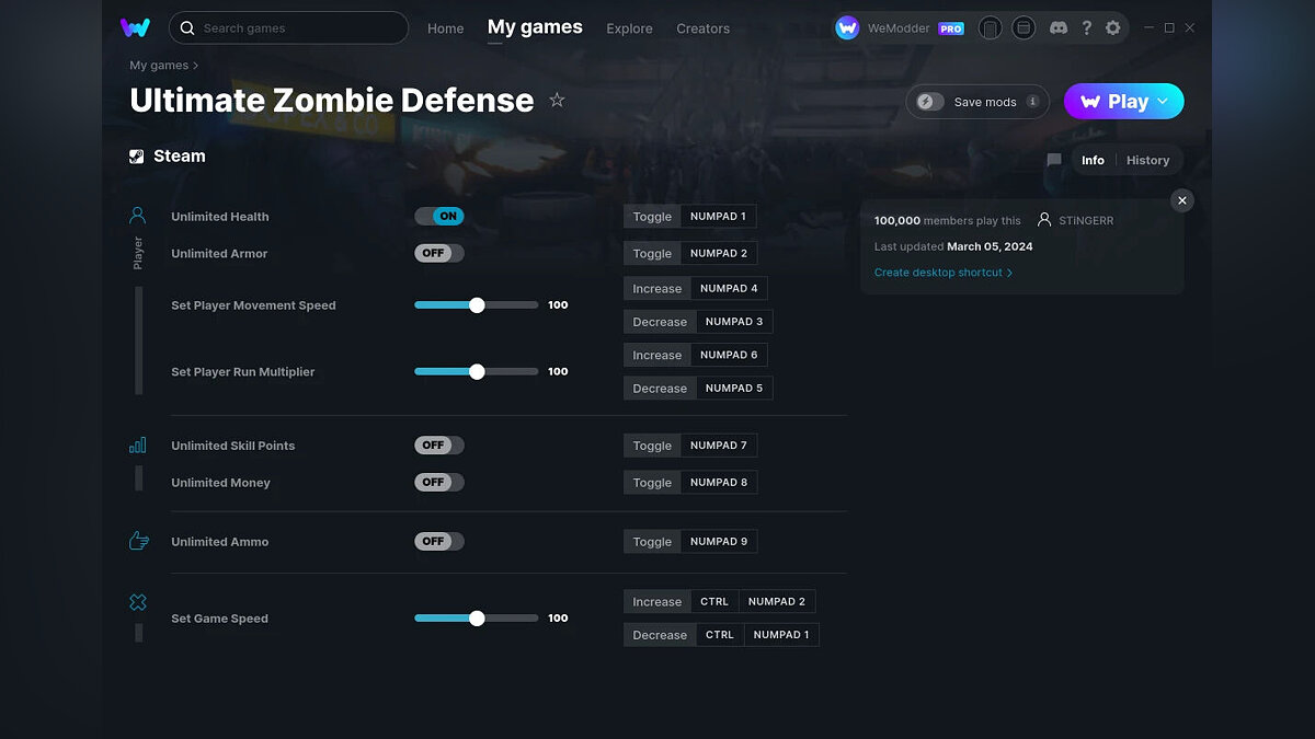 Читы для Ultimate Zombie Defense