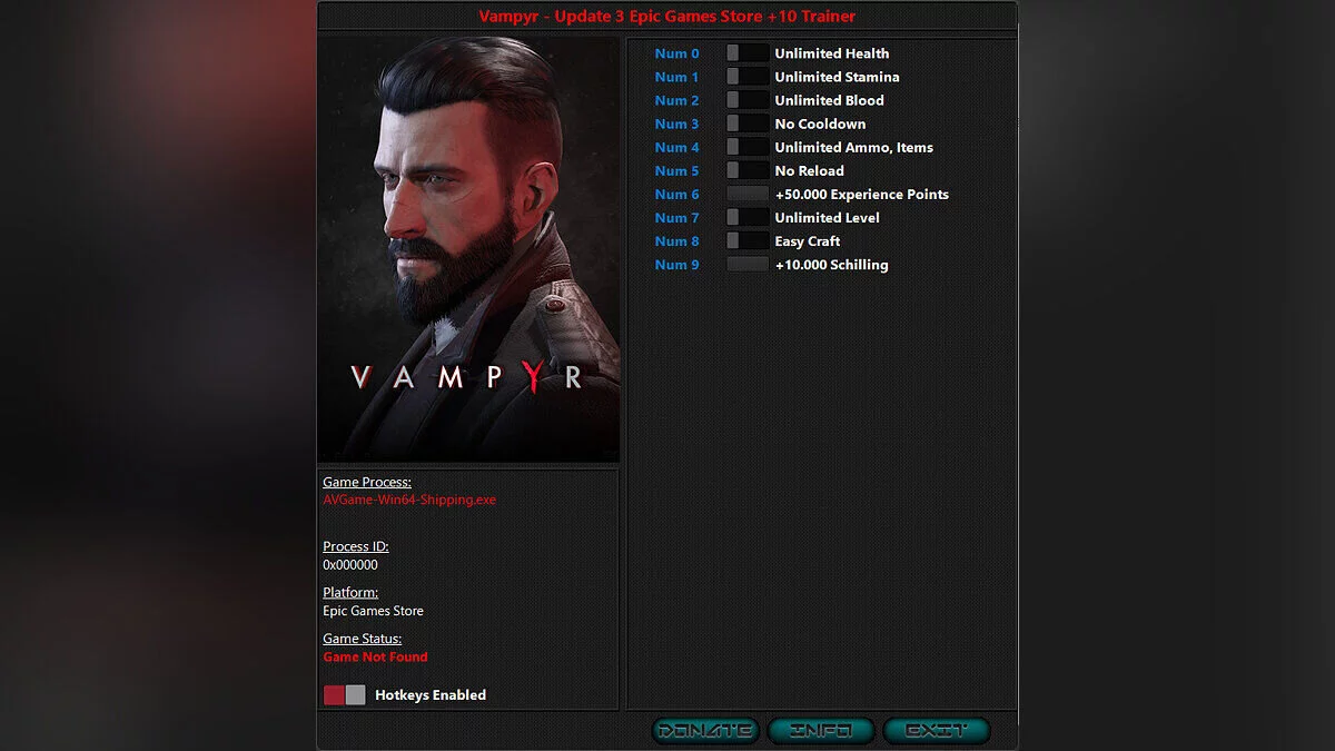 Vampyr — Трейнер (+10) [Update 3]